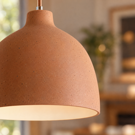 Adjustable Resin Bowl Pendant Light - Orange close-up detail