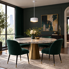 Modern Mini Round Pendant Light - White in a dining room