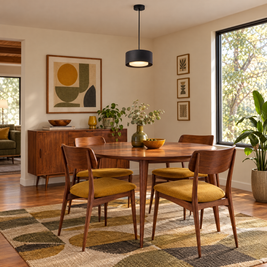 Modern Mini Round Pendant Light - Black in a dining room
