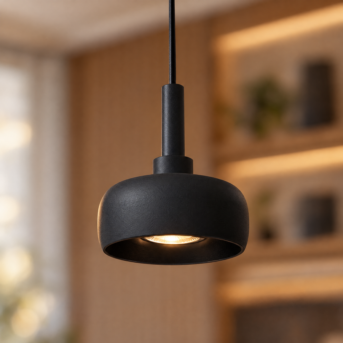 4 in. COB Spotlight Pendant Light, 7W - Stretchable / Black close-up detail