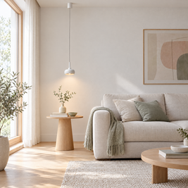 4 in. COB Spotlight Pendant Light, 7W - Stretchable / White in a living room