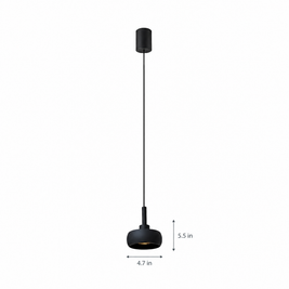 4 in. COB Spotlight Pendant Light, 7W - Not Stretchable / Black on white with dimensions