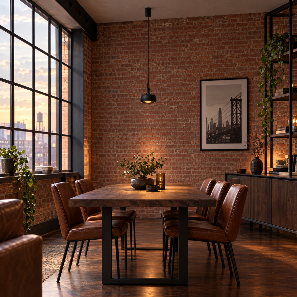 4 in. COB Spotlight Pendant Light, 7W - Not Stretchable / Black in a dining room