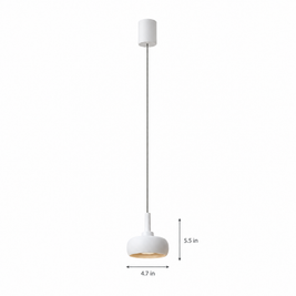 4 in. COB Spotlight Pendant Light, 7W - Stretchable / White on white with dimensions