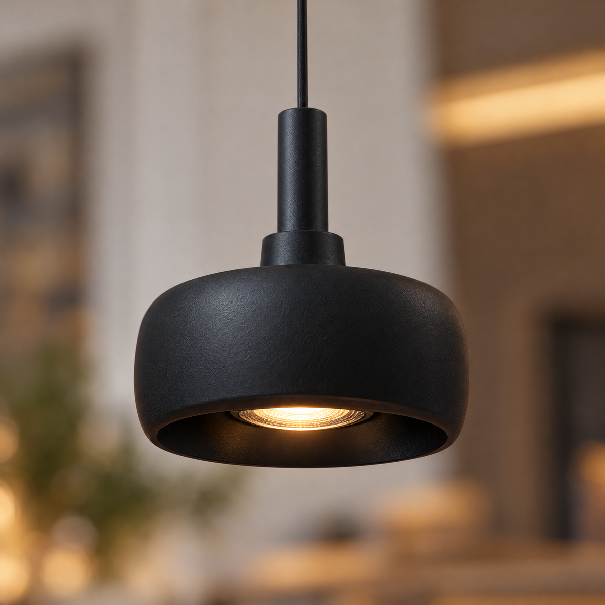 4 in. COB Spotlight Pendant Light, 7W - Not Stretchable / Black close-up detail