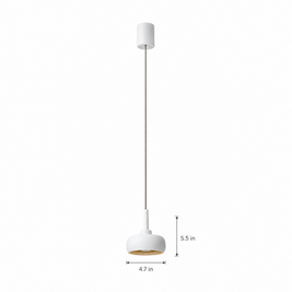 4 in. COB Spotlight Pendant Light, 7W - Not Stretchable / White on white with dimensions
