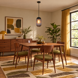 Pinecone Ribbed Glass Pendant Light, Smoke in a dining room