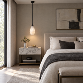 7.87 in. Alabaster Pendant Light - B in a bedroom