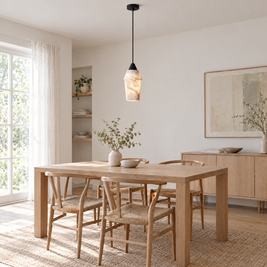 7.87 in. Alabaster Pendant Light - C in a dining room