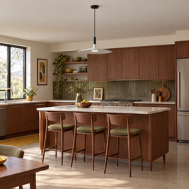Flat Circular Pendant Light in 5 Colors - White in a kitchen