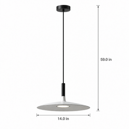 Flat Circular Pendant Light in 5 Colors - White on white background