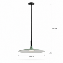 Flat Circular Pendant Light in 5 Colors - Green on white background