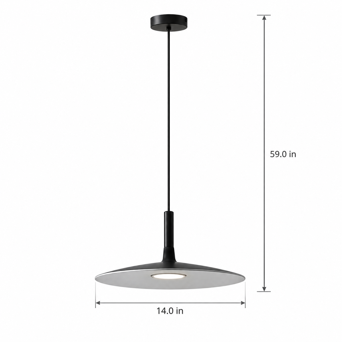Flat Circular Pendant Light in 5 Colors - Black on white background