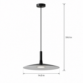 Flat Circular Pendant Light in 5 Colors - Black on white background