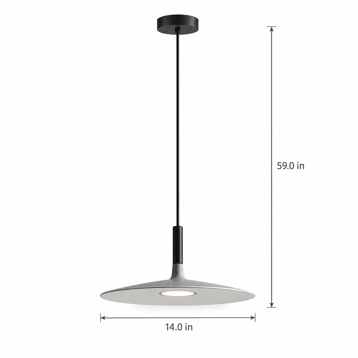 Flat Circular Pendant Light in 5 Colors - Gray on white background