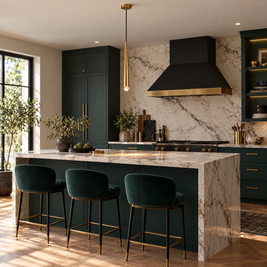 Slim Crystal Cylinder Pendant Light - Gold in a kitchen