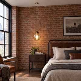 Amber Glass Pendant Light, Post-Modern in a bedroom