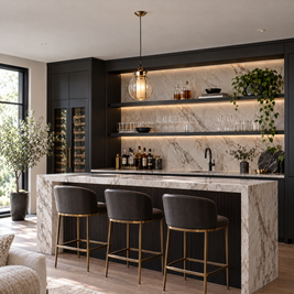 Amber Glass Pendant Light, Post-Modern in a home bar