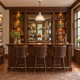 Striped Glass Pendant Light, 40W Tungsten - Chrome in a home bar