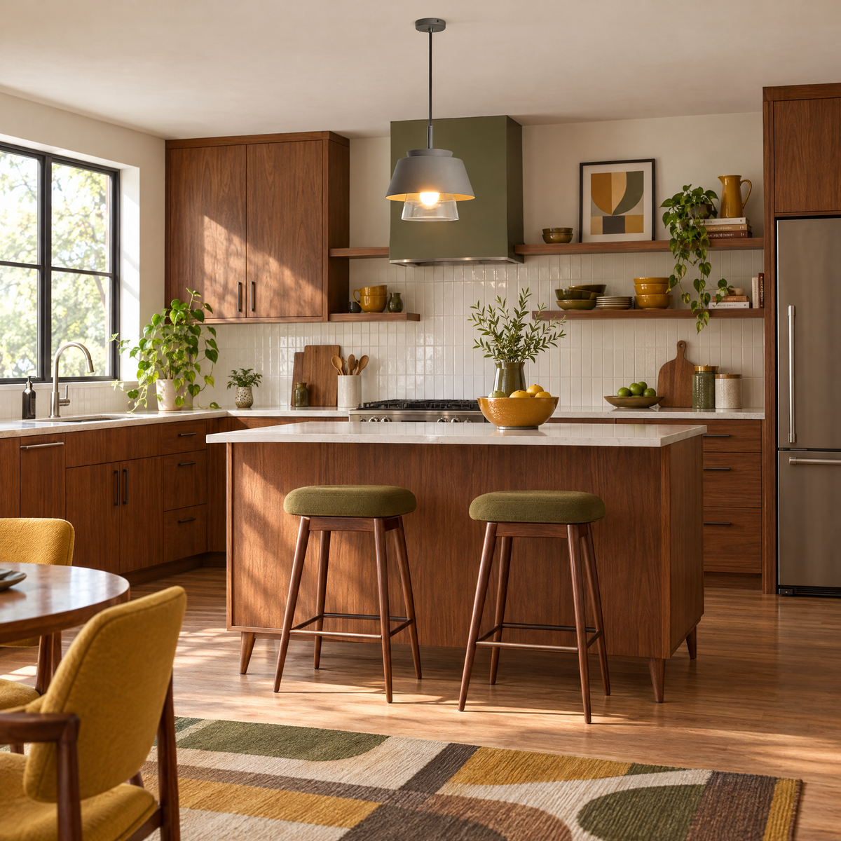 Traditional Glass & Metal Pendant Light - Gray in a kitchen
