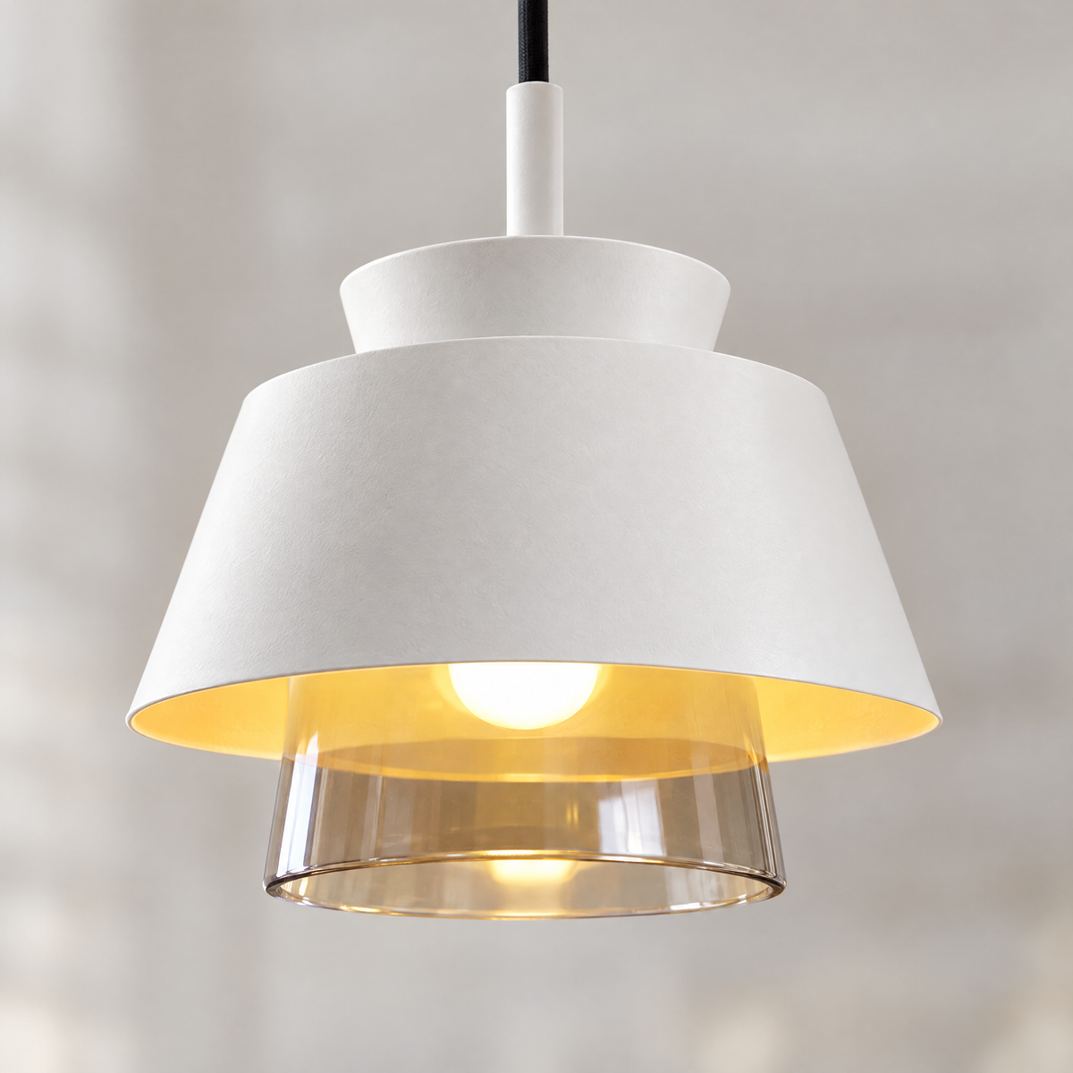 Traditional Glass & Metal Pendant Light - White close-up detail