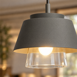 Traditional Glass & Metal Pendant Light - Gray close-up detail