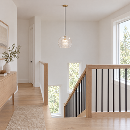 Copper & Glass Globe Pendant Light in a stairwell