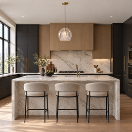 Copper & Glass Globe Pendant Light in a kitchen