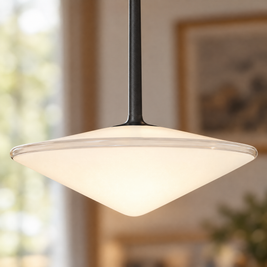 Glass Ball Pendant Light, Black Iron Frame - Cone close-up detail