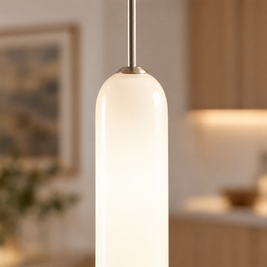 Long Milk Glass Bottle Pendant Light - White close-up detail