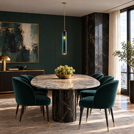 Long Milk Glass Bottle Pendant Light - Dark Green in a dining room