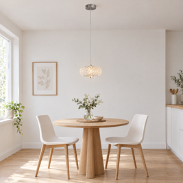 Small Crystal Drum Pendant Light, Dimmable in a dining room