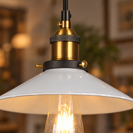 Adjustable Cone Pendant Light, Black or Gold - White close-up detail