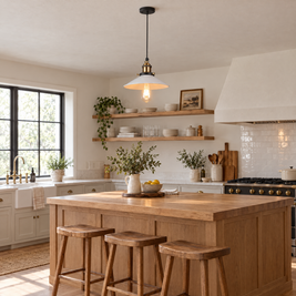Adjustable Cone Pendant Light, Black or Gold - White in a kitchen