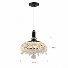 Acrylic Bowl Pendant Light, Dimmable Black on white with dimensions