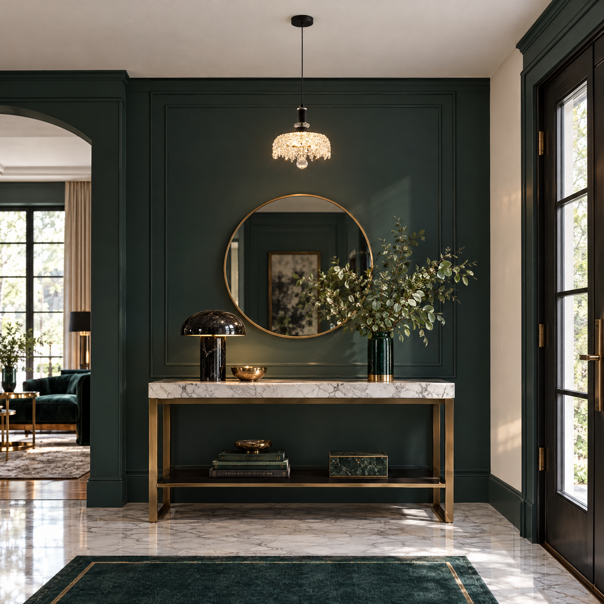 Acrylic Bowl Pendant Light, Dimmable Black in an entryway