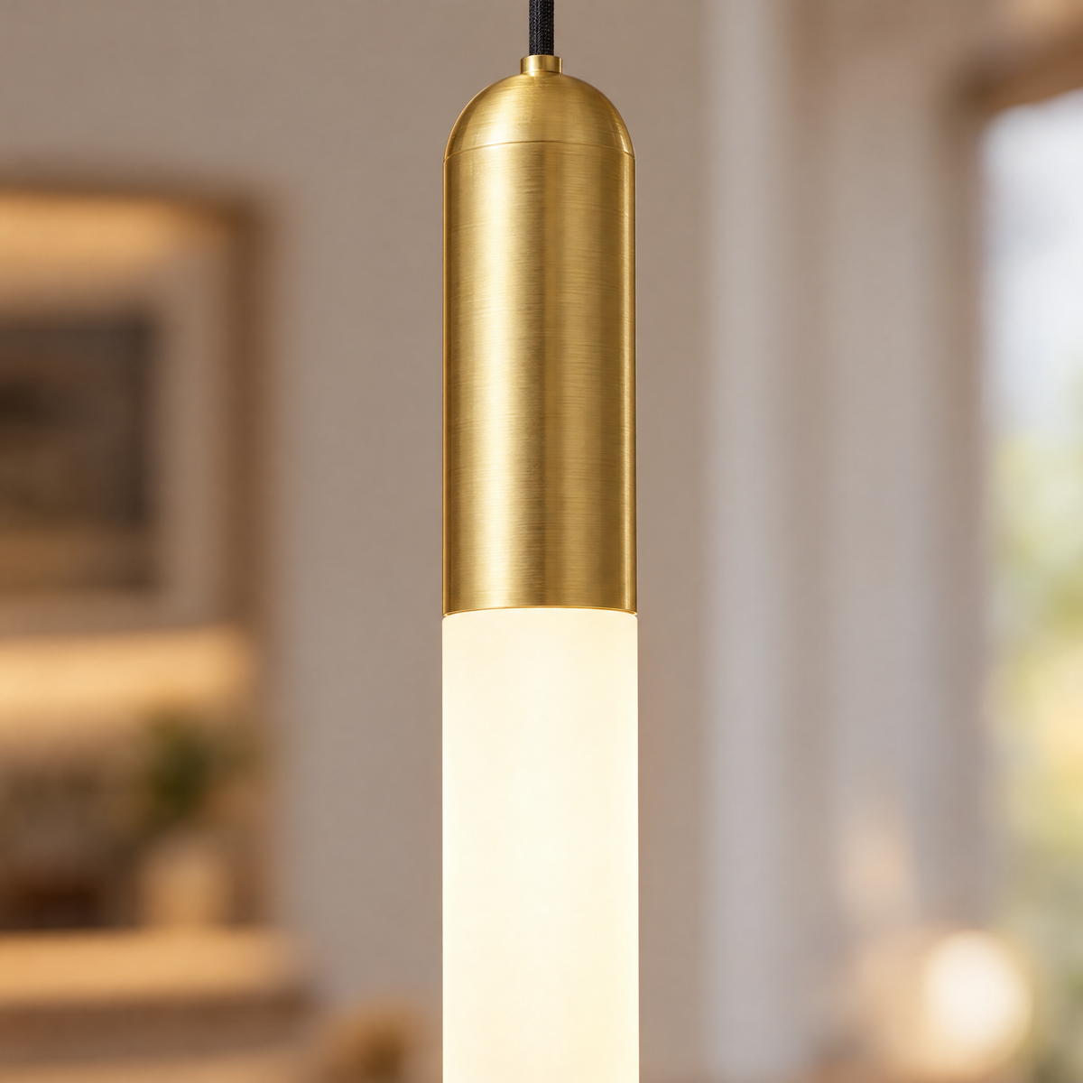 Long Copper Pendant Light, 3-Step Dimming - Copper close-up detail