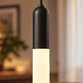 Long Copper Pendant Light, 3-Step Dimming - Black close-up detail
