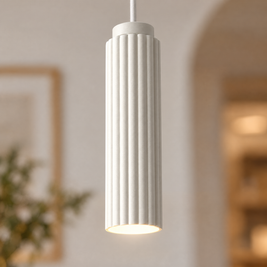 White Metal Pendant Light in 4 Colors - White close-up detail
