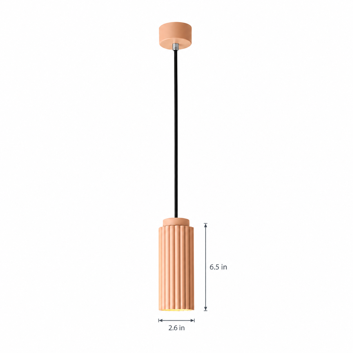 White Metal Pendant Light in 4 Colors - Lotus root pink on white with dimensions