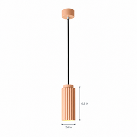 White Metal Pendant Light in 4 Colors - Lotus root pink on white with dimensions