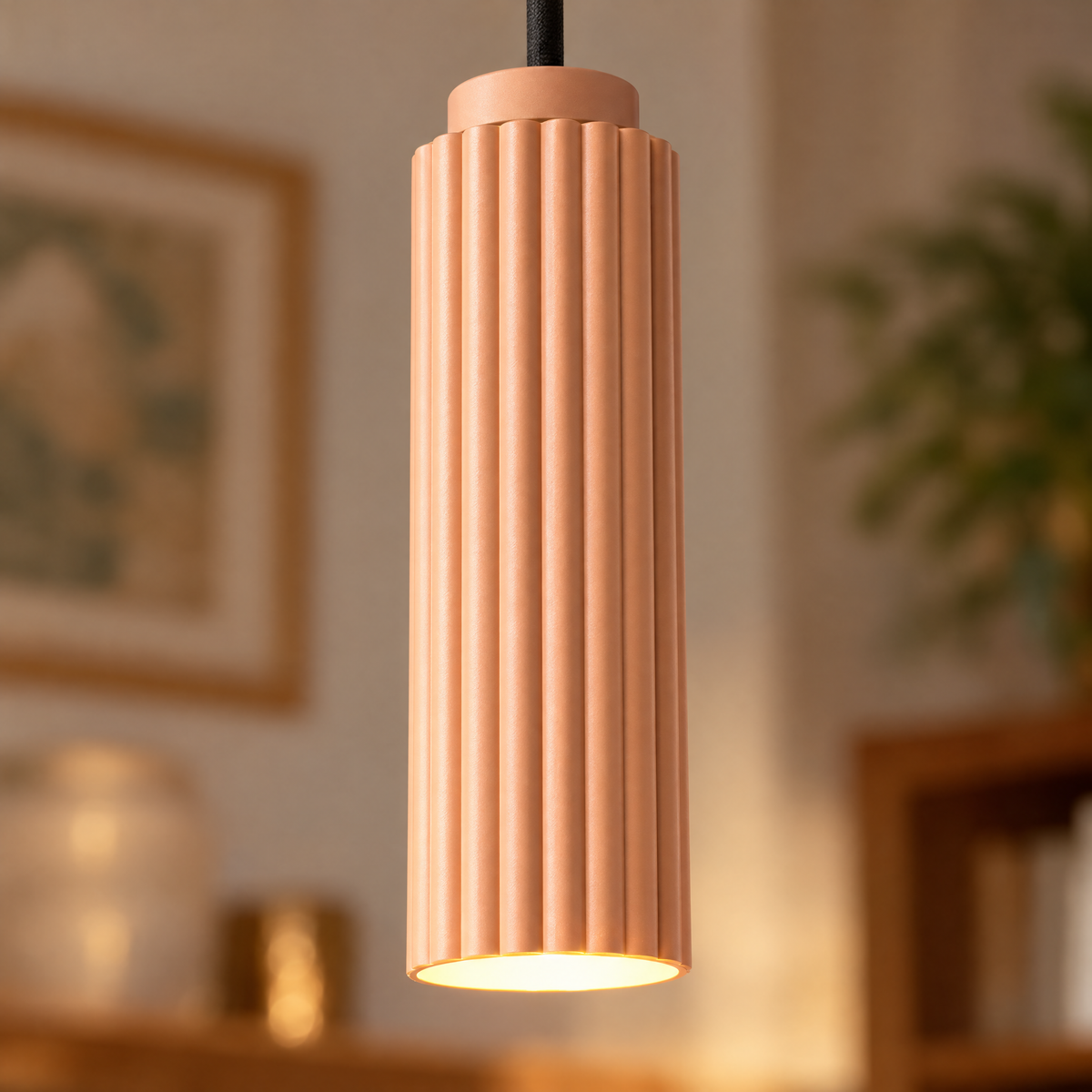 White Metal Pendant Light in 4 Colors - Lotus root pink close-up detail