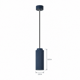 White Metal Pendant Light in 4 Colors - Dark blue on white with dimensions
