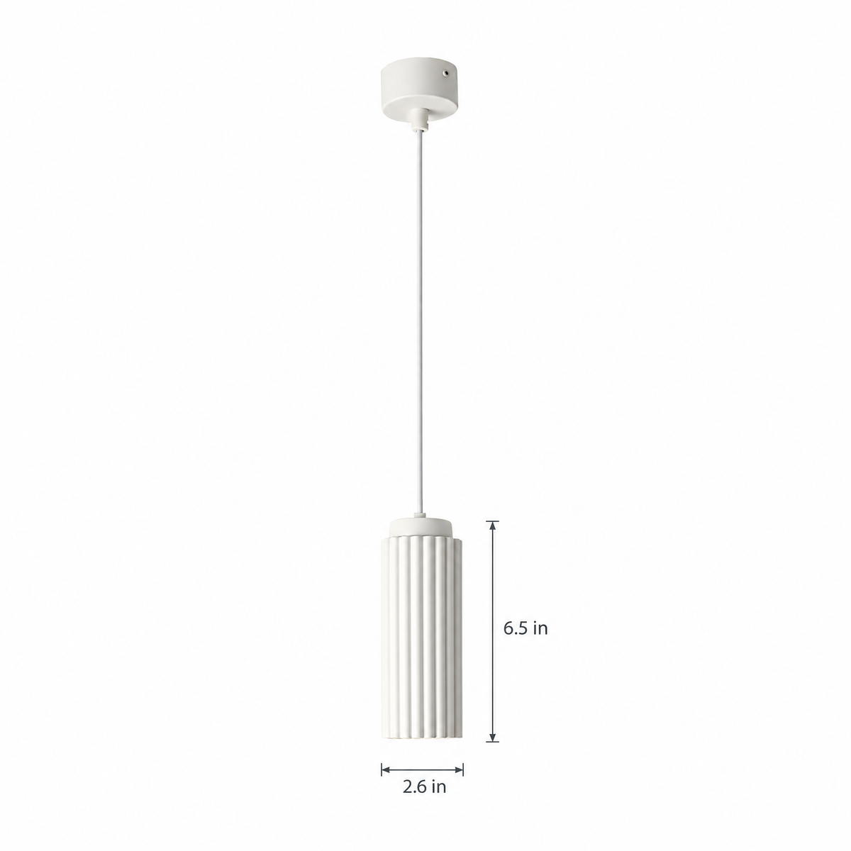 White Metal Pendant Light in 4 Colors - White on white with dimensions