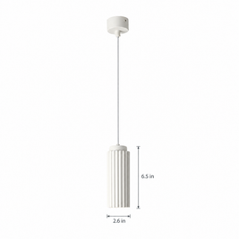 White Metal Pendant Light in 4 Colors - White on white with dimensions