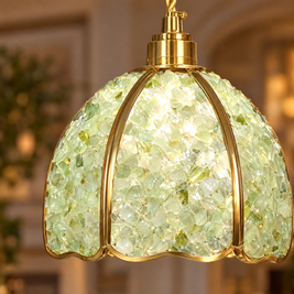 Small Crystal Dome Pendant Light, Dimmable - Model B close-up detail