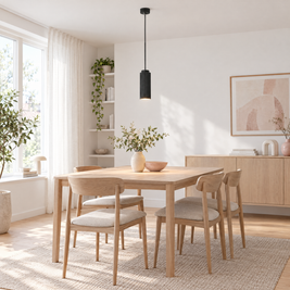 White Metal Pendant Light in 4 Colors - Black in a dining room