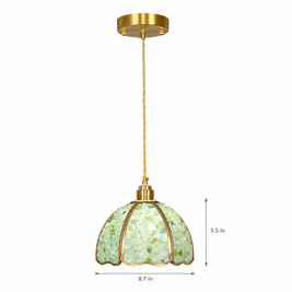 Small Crystal Dome Pendant Light, Dimmable - Model B on white with dimensions