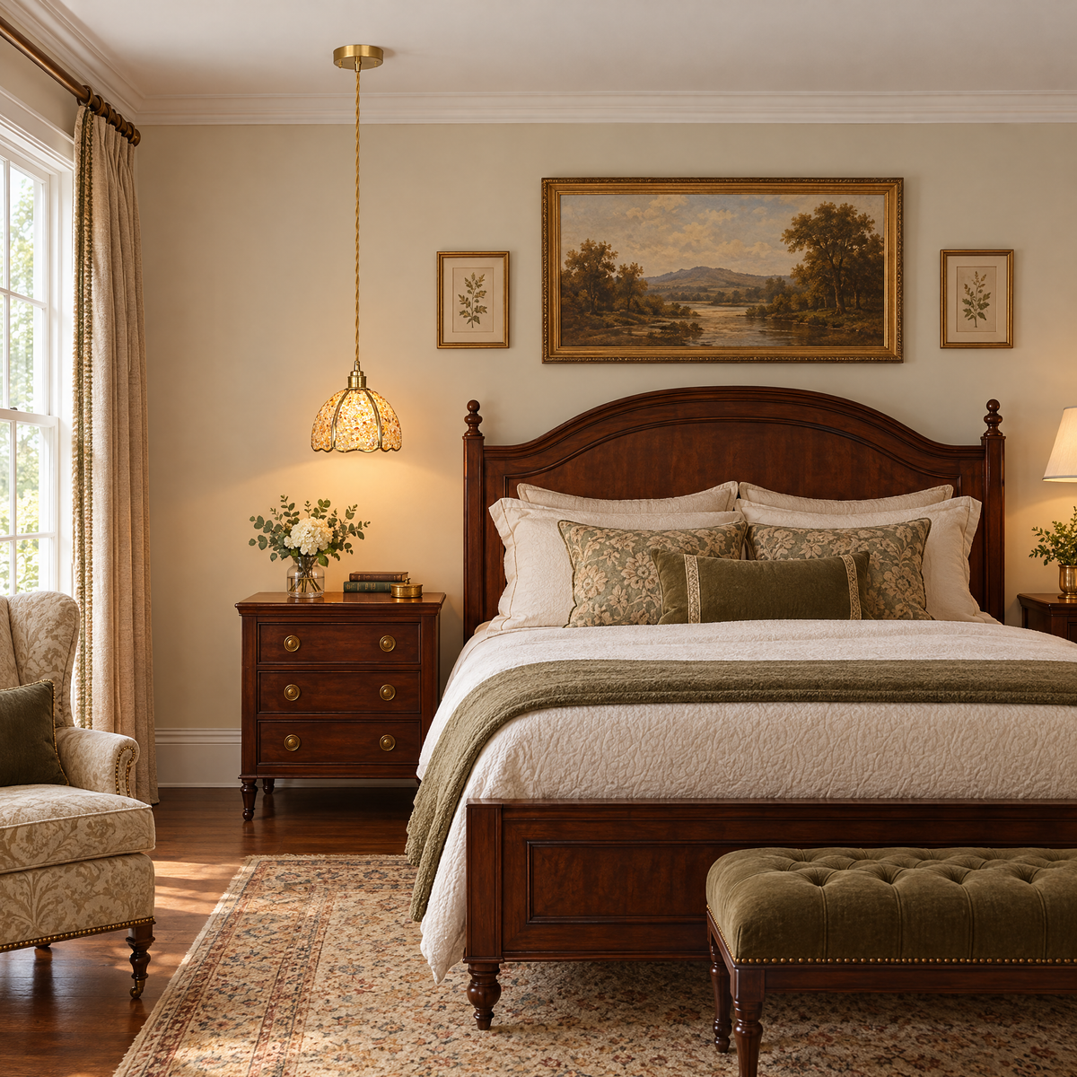 Small Crystal Dome Pendant Light, Dimmable - Model A in a bedroom