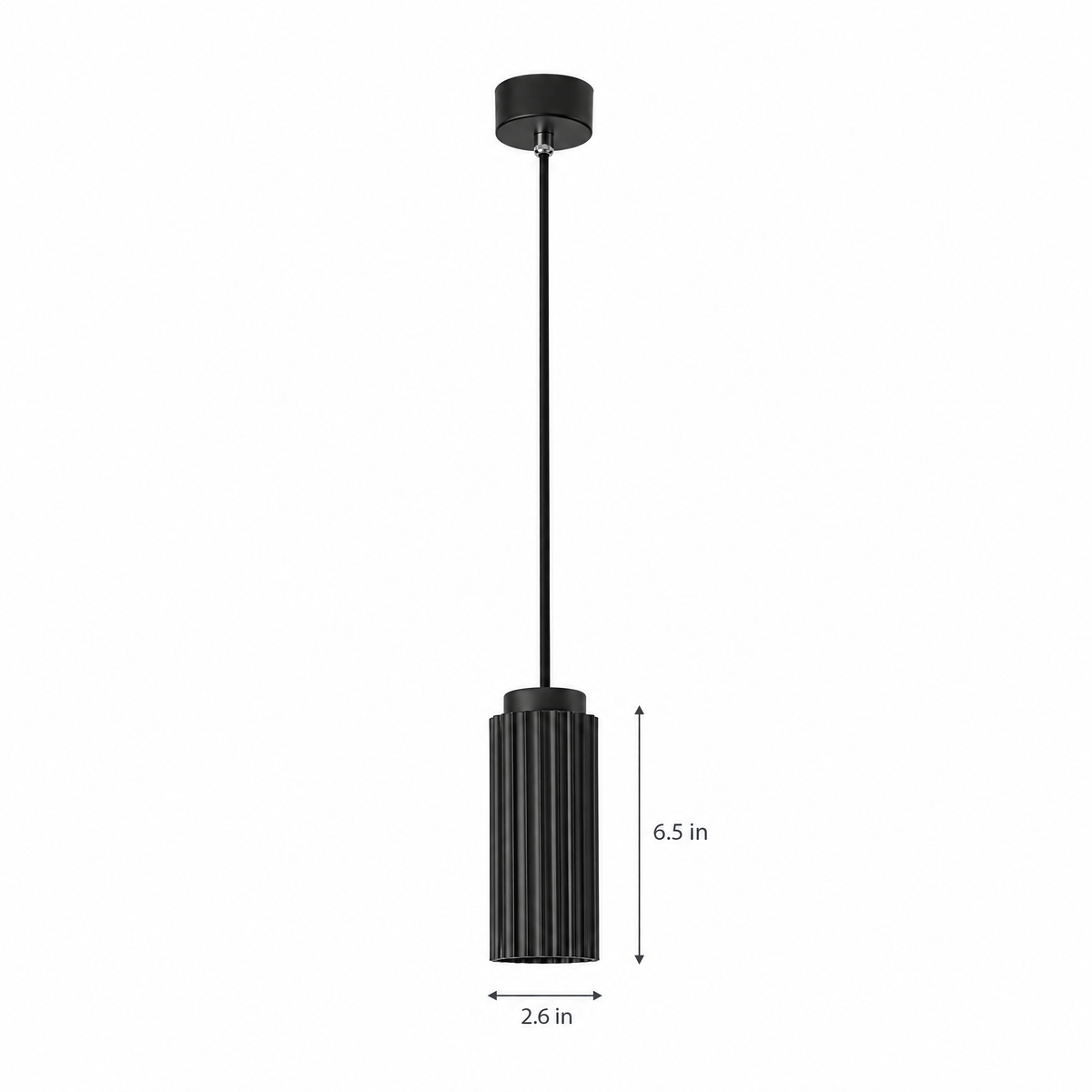 White Metal Pendant Light in 4 Colors - Black on white with dimensions